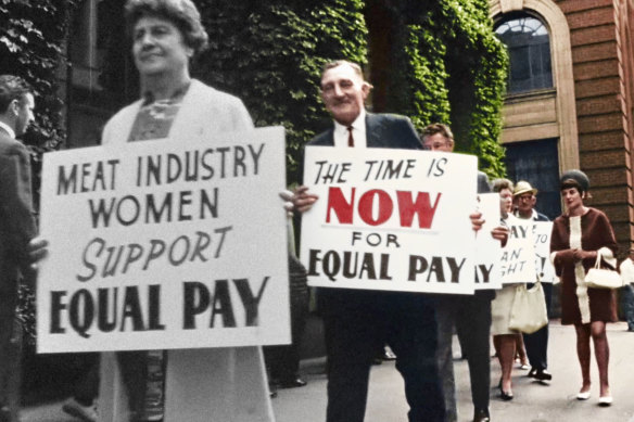 Colourising old black-and-white footage – such as of this protest 
in Melbourne in 1969, featured in the documentary Australia in Colour – helps bring them to life.