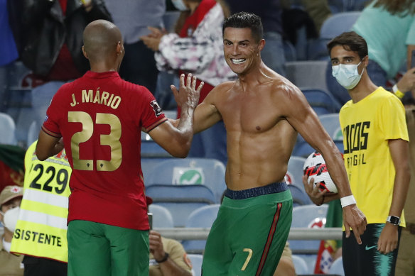 Cristiano Ronaldo scored his 110th and 111th international goals to sink Ireland.