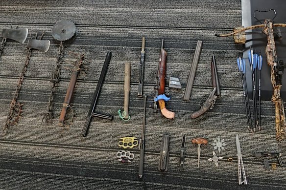 The cache of weapons was seized on the Gold Coast at the weekend.
