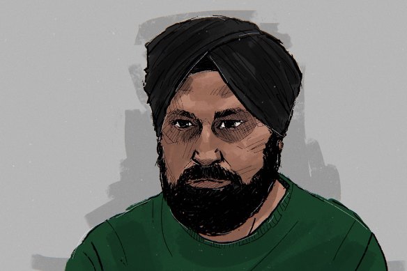 A sketch of Jatinder Singh in Melbourne Magistrates’ Court.