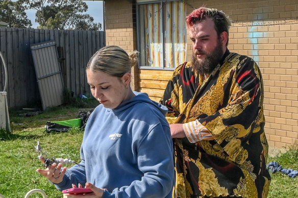 Anthony McGregor, uncle of the children who died in the shed fire, spoke to reporters outside the McGregor family home with partner Sarah Guardiano on Monday morning.