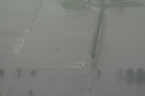 Flooding along the Nepean River on Sunday.