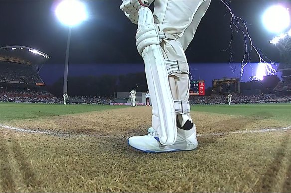 Lightning at the Adelaide Oval on Friday night.