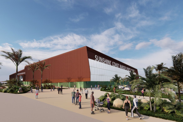 Render of the Sunshine Coast Indoor Sports Centre, to be built at Kawana.