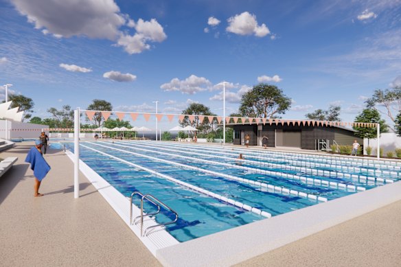 An artist’s impression of the renovated Leichhardt Park Aquatic Centre.