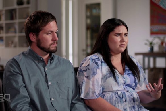 Cleo Smith’s mother, Ellie Smith, and stepfather, Jake Gliddon, during their interview with 60 Minutes.