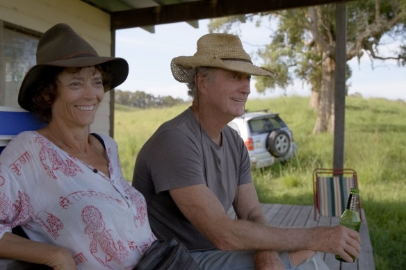 Ward with husband Brown in her upcoming doco, Rachel’s Farm. 
