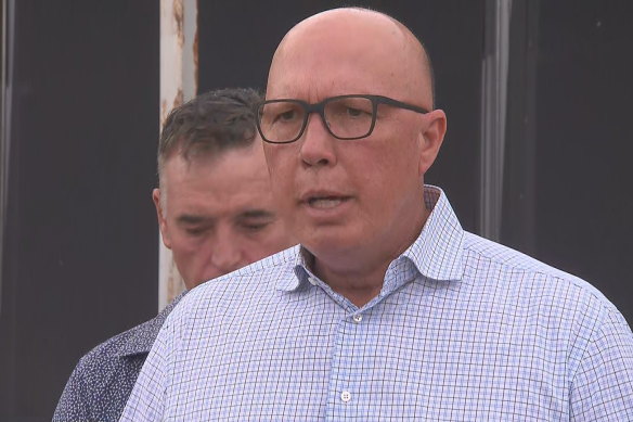 Opposition Leader Peter Dutton in Alice Springs today.