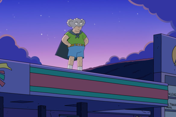 Koala Man creator Michael Cusack also voices his superhero, a suburban dad obsessed with litter and lawns. 