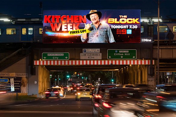 A mock-up of Nine’s plans to utilise QMS billboards.