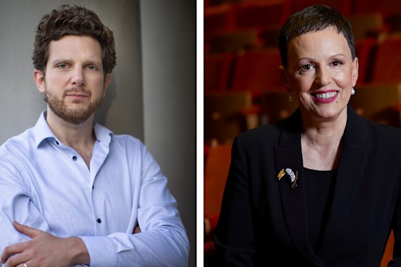 Pianist Jayson Gillham and former MSO managing director Sophie Galaise.