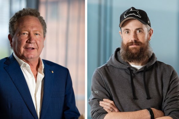 Andrew Forrest (left) and Mike Cannon-Brookes have fallen out over the Sun Cable project.