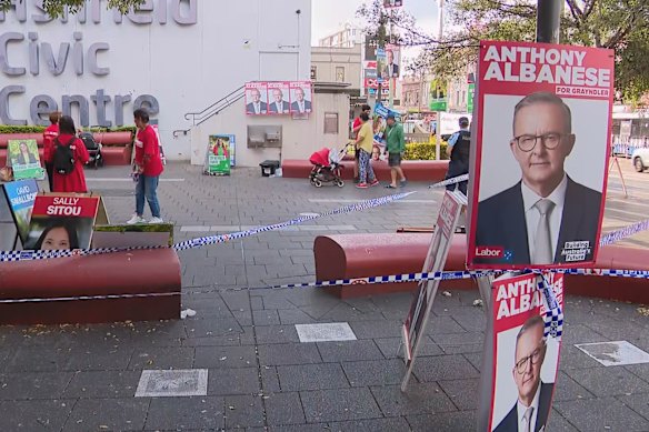 A crime scene was established at the Ashfield Civic Centre following the incident.