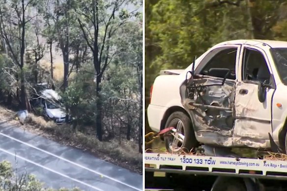 A witness saw the car swerve off the road, before rushing Caden Case, 3, and his mother to a police station.