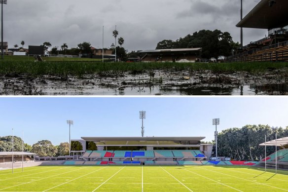 Leichhardt Oval - now, and after the proposed upgrade. 