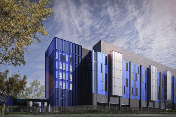 Render of the Macquarie Data Centre’s IC3 Super West project in Macquarie Park, Sydney.