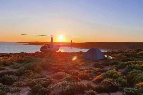 Sunrise at the Franklin Islands in Nuyts Archipelago, South Australia, where greater stick-nest rats were translocated from to Western Australia