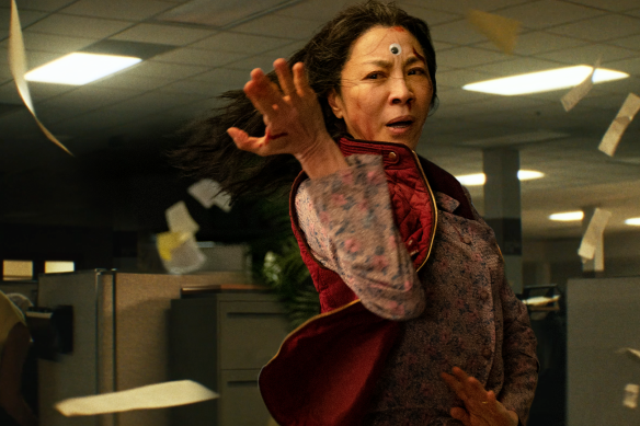 Michelle Yeoh stars as Evelyn Wang in Everything Everywhere All at Once.