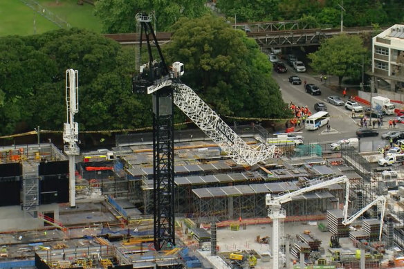 The crane collapse forced the closure of the Sydney Fish Market construction site.