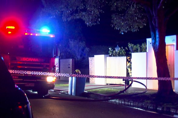 Police and firefighters at the Brighton home.