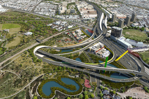 A 2014 rendering of the proposed East West Link.
