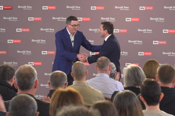 Footage from the debate between the Labor and Liberal leaders in Victoria.