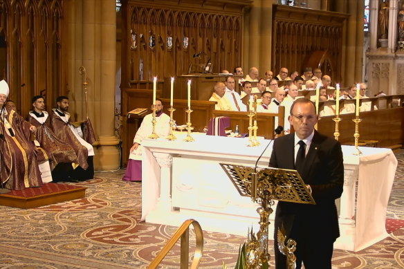 Tony Abbott speaks at George Pell’s funeral.