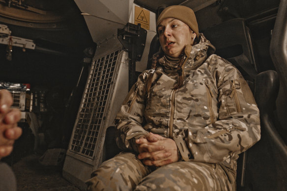 Ukrainian combat medic Hannah Hurava is an Australian-built Bushmaster in Eastern Ukraine. 
