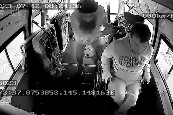 CCTV video of 13Cabs driver Jarnail Singh mistreating disabled passenger Liam Guy as he sits in his wheelchair. Supplied
