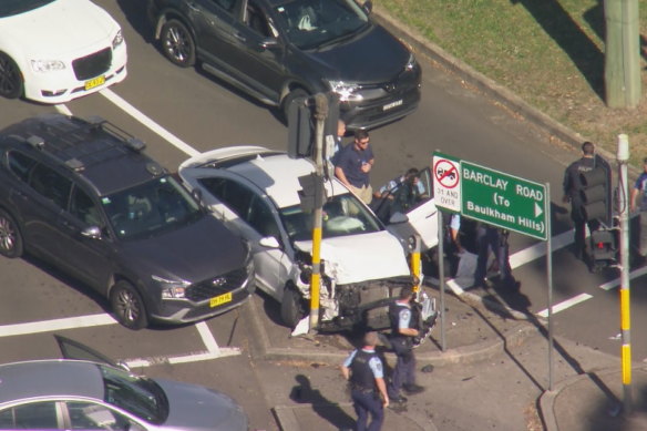 The end of a police chase that snaked through the north-west of Sydney on Thursday.