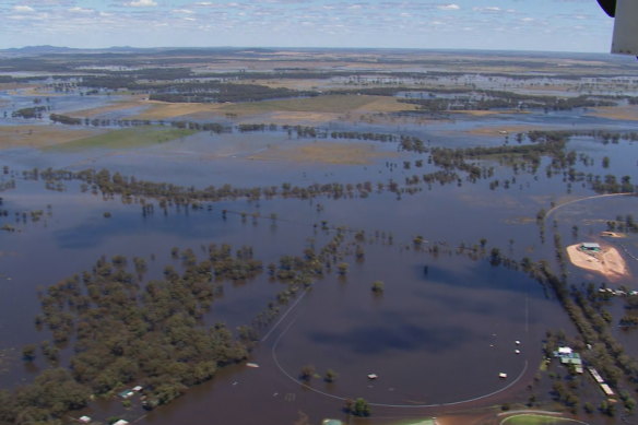 Aerial shots of Condobolin, north-west of Forbes, on Thursday afternoon.