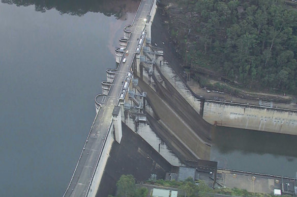 The Warragamba Dam on Saturday afternoon. 