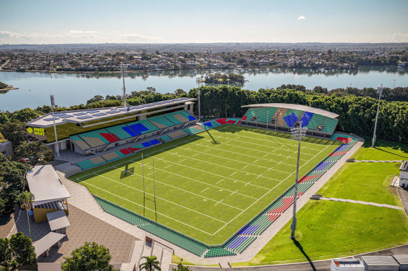 An artist’s impression of a proposed upgrade of Leichhardt Oval being pursued by the Inner West council.
