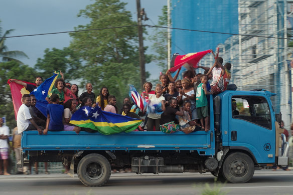 Solomon Islanders attend the Pacific Games in Honiara.