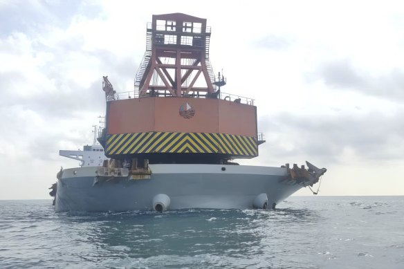 A China-registered bulk carrier ship detained by Malaysian Maritime Enforcement Agency for anchoring illegally in the waters of east Johor.