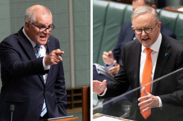 Scott Morrison and Anthony Albanese today.