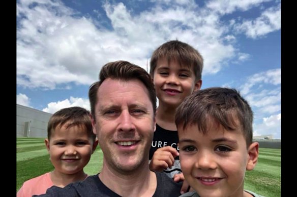 Phillip Laycock with his three boys.