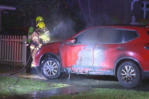 Police were called to a Concord West home after reports of a car fire.