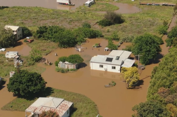 Floods at Carroll, near Gunnedah, on Sunday.