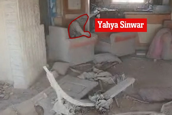 Footage the Israel Defence Forces claim shows Yahya Sinwar before his death.