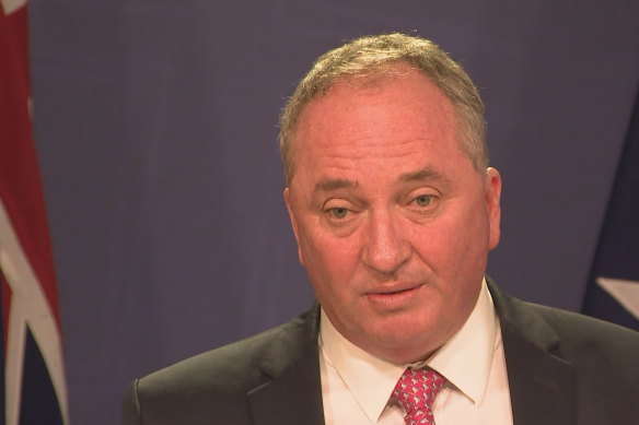 Deputy Prime Minister and leader of the National Party Barnaby Joyce addresses a press conference on Saturday morning after text messages were leaked.
