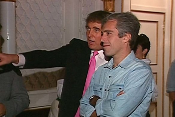 Donald Trump and Jeffrey Epstein at Trump's Mar-a-Lago resort in 1992.