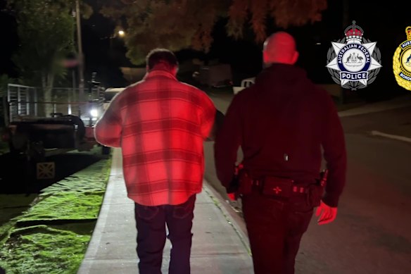 The Kelmscott man during his arrest last week. 