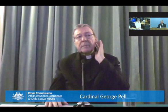 Cardinal Pell gave evidence to the royal commission via videolink from Rome.