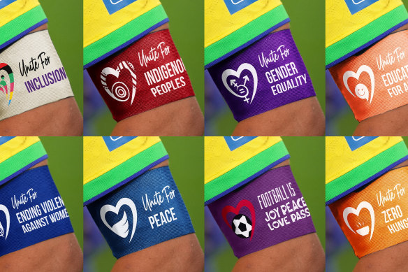 The armbands FIFA says team captains will be permitted to wear during the 2023 Women’s World Cup.