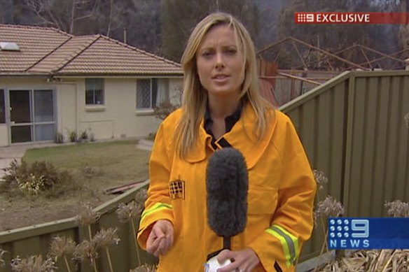 Ally Langdon reporting from the Black Saturday bushfires in 2009.
