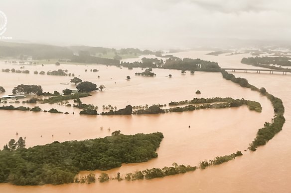 Flooded properties on the Mid North Coast released by PolAir.