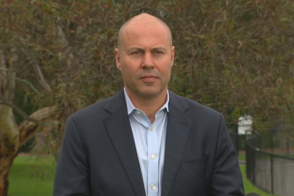 Treasurer Josh Frydenberg speaking from Melbourne. 