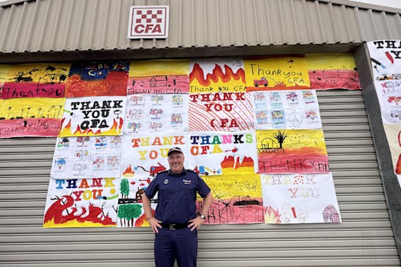 CFA chief officer Jason Heffernan visiting bushfire-affected communities after fires this summer.  