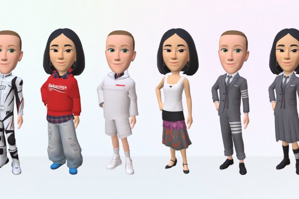 Designers Balenciaga, Prada and Thom Browne were enlisted for the launch of Facebook Meta’s Avatars Store. Avatars of Mark Zuckerberg and Eva Chen, director of fashion partnerships for Instagram, model the designs.